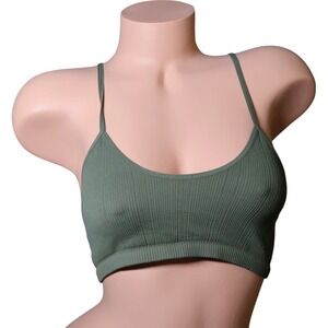 Intimately Free People Olive Ribbed Bralette Cutout Back M/L NWOT
